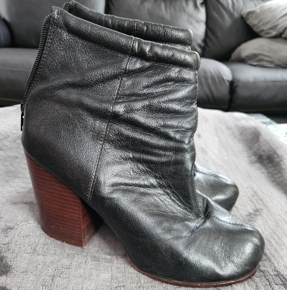 Jeffery Campbell Black Leather Ankle Boots Size EUR 40